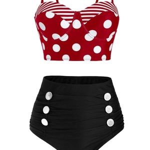 Polka Dot High Waist Tankini -XXL, but read desc.